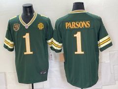 (Logo 1) Green Bay Packers 5 Generations Green #1 NFL Jersey-0840