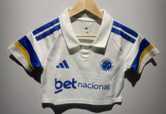 26-27 Cruzeiro EC White Women Navel Revealing Style Soccer Jersey-6400