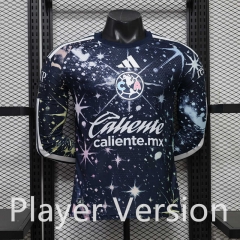(S-4XL) Player Version 26-27 Club America 2nd Away Blue LS Thailand Soccer Jersey AAA-888