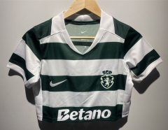 26-27 Sporting Lisbon Clube de Portugal Home White&Green Women Navel Revealing Style Soccer Jersey-6400