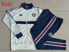26-27 Bayern München Beige&Royal Blue Kids/Youth Soccer Jacket Uniform-815