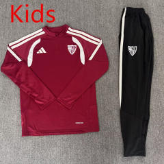 26-27 Sevilla Wine Red Kids/Youth Soccer Tracksuit-4692