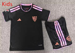 26-27 Sevilla 2nd Away Black Kids/Youth Soccer Uniform-7809