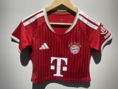 26-27 Bayern München Home Red Women Navel Revealing Style Soccer Jersey-6400