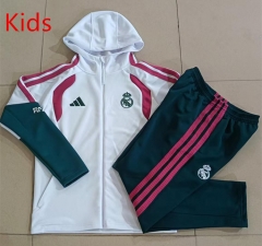 26-27 Real Madrid White Kids/Youth Soccer Jacket Uniform With Hat-815