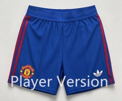 Player Version 26-27 Manchester United Away Blue Thailand Soccer Shorts-0871