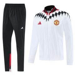26-27 Manchester United White Thailand Soccer Trench Coat Uniform-LH