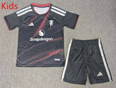 27-28 Manchester United 2nd Away Red&Black Kids/Youth Soccer Uniform-6850