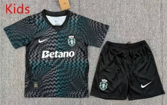 26-27 Sporting Clube de Portugal Goalkeeper Black Kid/Youth Soccer Uniform-6149