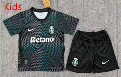 26-27 Sporting Clube de Portugal Goalkeeper Black Kid/Youth Soccer Uniform-6149