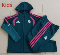 26-27 Real Madrid Dark Green Kids/Youth Soccer Jacket Uniform With Hat-815