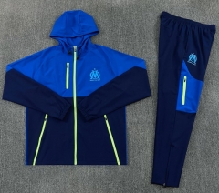 26-27 Olympique Marseille  Light Blue&Royal Blue Thailand Soccer Trench Coat Uniform With Hat-2315