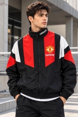 (S-3XL) 26-27 Manchester United Black&Red Thailand Trench Coat-6032