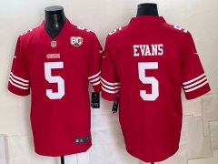 (Logo 2) San Francisco 49ers Red #5 NFL Jersey-0840