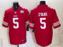 (Logo 2) San Francisco 49ers Red #5 NFL Jersey-0840