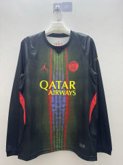 (S-4XL) 26-27 Paris SG 2nd Away Black&Green LS Thailand Soccer Jersey AAA-9268