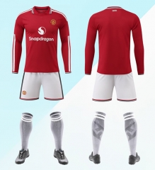 (No Socks) Without Brand Logo 26-27 Manchester United Home Red Soccer Uniform-9031