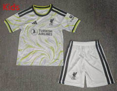 27-28 Liverpool 2nd Away White&Green Kids/Youth Soccer Uniform-6850