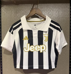 26-27 Juventus Home Black&White Women Navel Revealing Style Soccer Jersey-7411