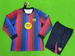 Without Brand Logo 26-27 Barcelona Home Red&Blue LS Soccer Uniform-9031