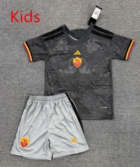26-27 Roma 2nd Away Grey&Black Kids/Youth Soccer Uniform-4247