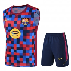 26-27 Barcelona Red&Blue Plaid Thailand Soccer Training Vest Uniform-418