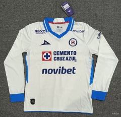 (S-4XL) 26-27 Cruz Azul Away White LS Thailand Soccer Jersey AAA-5378