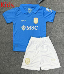 26-27 Napoli Home Blue Kids/Youth Soccer Uniform-4247