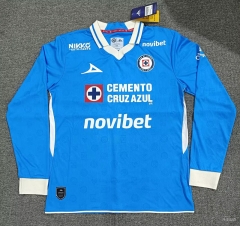 (S-4XL) 26-27 Cruz Azul Home Blue LS Thailand Soccer Jersey AAA-5378