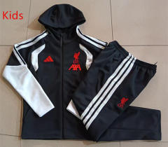 26-27 Liverpool Black Kids/Youth Thailand Soccer Jacket Uniform With Hat-815