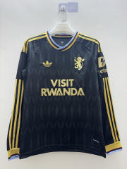 (S-4XL) 26-27 Aston Villa Away Black LS Thailand Soccer Jersey AAA-9268