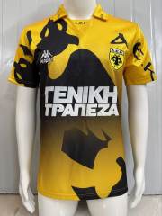 Retro Version 96-97 AEK Athens Home Yellow&Black Thailand Soccer Jersey AAA-3932