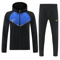 26-27 Nike Black&Blue Thailand Trench Coat Uniform With Hat-4627