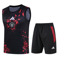 26-27 Manchester United Black&Red Thailand Soccer Training Vest Uniform-418