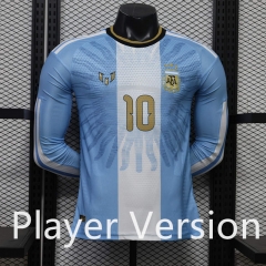 (S-4XL) Player Version 26-27 Messi Special Version Argentina Blue and White LS Thailand Soccer Jersey AAA-888