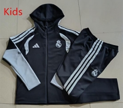 26-27 Real Madrid Black Kids/Youth Soccer Jacket Uniform With Hat-815