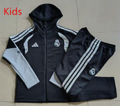 26-27 Real Madrid Black Kids/Youth Soccer Jacket Uniform With Hat-815