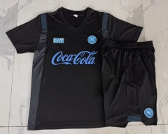 26-27 Napoli Black Short-sleeved Thailand Soccer Tracksuit -815