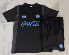 26-27 Napoli Black Short-sleeved Thailand Soccer Tracksuit -815