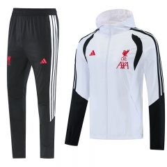26-27 Liverpool White Thailand Soccer Trench Coat Uniform With Hat-LH