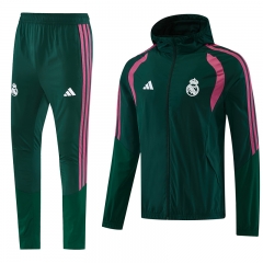 26-27 Real Madrid Dark Green Thailand Soccer Trench Coat Uniform With Hat-LH