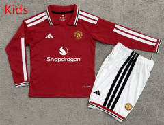 26-27 Manchester United Home Red Kids/Youth LS Soccer Uniform-7209