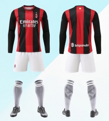 (No Socks) Without Brand Logo 26-27 AC Milan Home Red&Black LS Soccer Uniform-9031