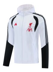 26-27 Liverpool White Thailand Soccer Trench Coat With Hat-LH