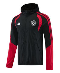 26-27 Manchester United Black Thailand Soccer Trench Coat With Hat-LH