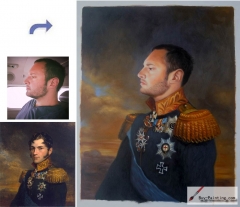 Custom oil portrait-The general who looks far away