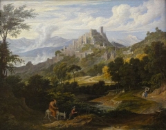 Landschaft bei Olevano mit reitendem Mönch, (1830)