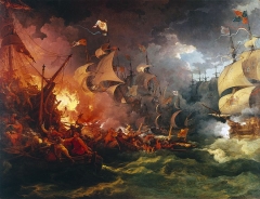 Defeat of the Spanish Armada, 1588-08-08 by Philip James de Loutherbourg, painted 1796