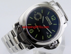 Parnis 44mm black dial luminous stainless steel mens Sapphire Glass Automatic Date watch  1485
