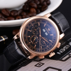 42mm Ossna Moon Phase Rose Gold WATCH Automatic Movement for Men Black Dial 1860